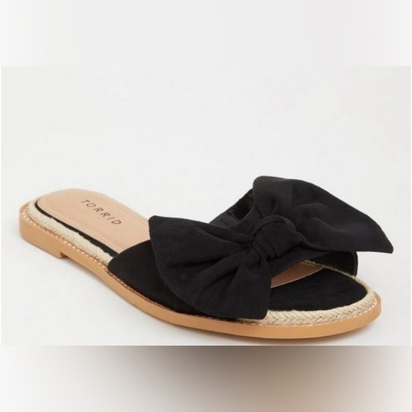 torrid Shoes - Torrid bow slide sandal size  10w black boho